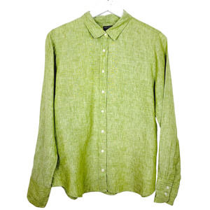 Baird McNutt for J. Crew 100% Irish Linen Heather Moss Green Perfect Fit Shirt